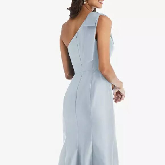 Alfred Sung Mist One- Shoulder Bow Bridesmaid Gown - Picture 3 of 8